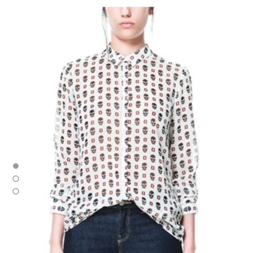 skull silk zara top